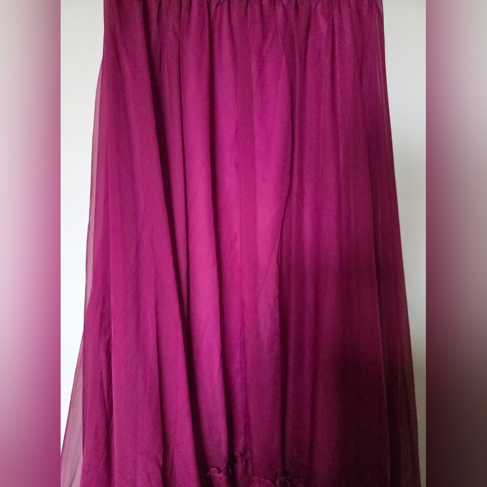 Mac Duggal Ruffled Mock Neck Flutter Sleeve High Low Hem Gown, style number 6882 - Picture 4 of 14